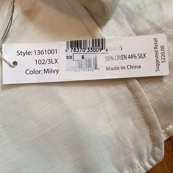 CHIC WHITE IVORY LINEN AND SILK SKIRT SUIT FLARE CUFF - Picture 9 of 16